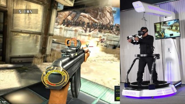 Owatch realidad virtual VR Walker, caminar, correr y disparar en el campo de batalla real!