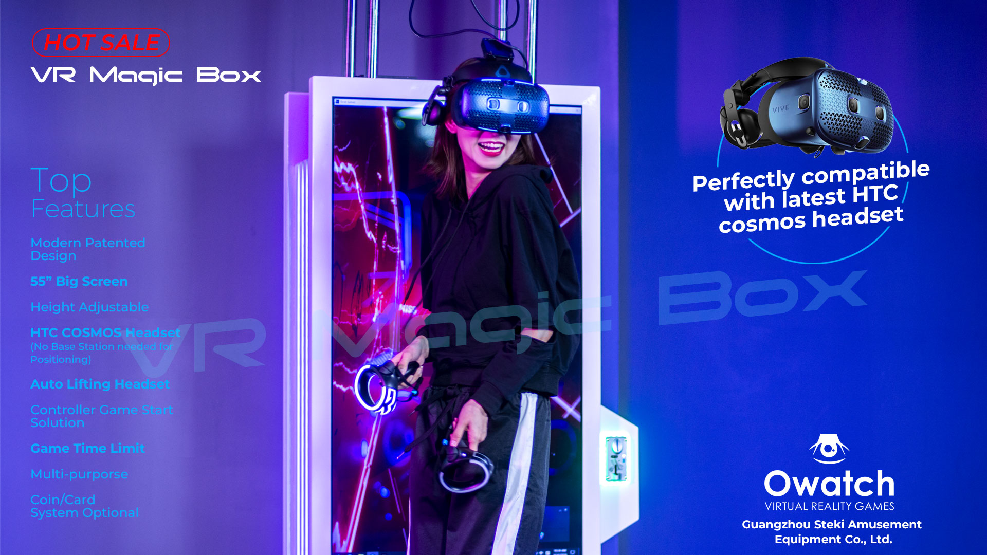 Commercial Self-service Virtual Reality Platform: VR Magic Box for HTC VIVE  COSMOS