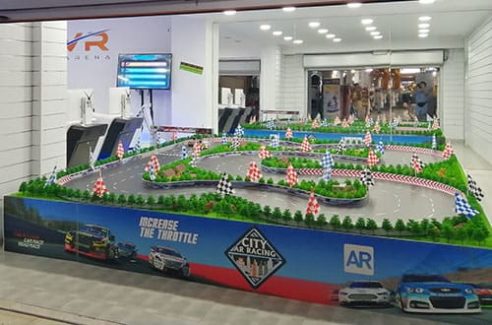 AR Racing in Game Center, driving car