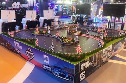 AR racing car in the games center, vr arcade