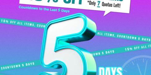 Countdown-5days-inquiry There are only 5 days left for the promotion, 15% off on all products, buy more and save more!