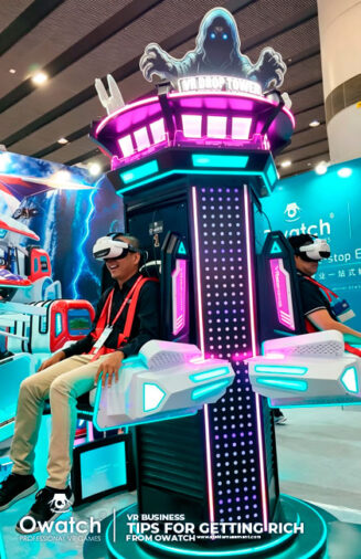 Rotating VR drop tower indoor amusement attraction
