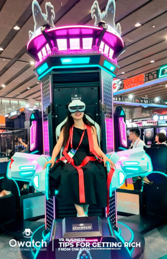 VR Drop Tower in shopping mall arcade