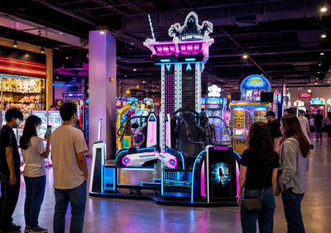 Indoor VR drop tower machine